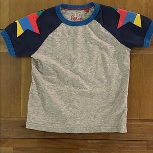 Boden Kids Gray and Navy Raglan Tee with Colorful Accents